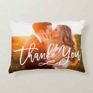 Chic Hand Lettered Thank You Photo Decorative Cushion