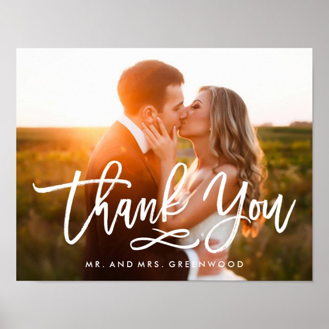 Chic Hand Lettered Thank You Photo Poster (Front)