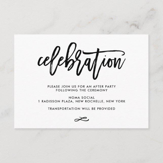 Chic Hand Lettered Wedding Celebration Enclosure Card (Front)