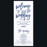 Chic Hand Lettered Wedding Ceremony Program Navy<br><div class="desc">Stylish and modern wedding program featuring navy brush-script lettering. Click on the "customise it" button for more advanced editing tools or contact the shop for further customisation. Visit the shop to see more pieces in this design!</div>