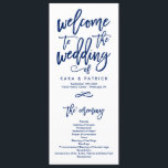 Chic Hand Lettered Wedding Ceremony Program Navy<br><div class="desc">Stylish and modern wedding program featuring navy brush-script lettering. Click on the "customise it" button for more advanced editing tools or contact the shop for further customisation. Visit the shop to see more pieces in this design!</div>