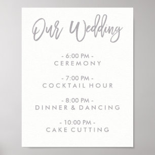 Chic Hand Lettered Wedding Day Of Schedule Poster