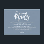 Chic Hand Lettered Wedding Details Dusty Blue Enclosure Card<br><div class="desc">Wedding Details Enclosure Card. Visit the shop to see the rest of the collection from the "Chic Typography" invitation suite.</div>