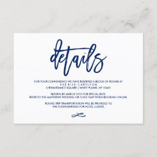 Chic Hand Lettered Wedding Details Enclosure Card