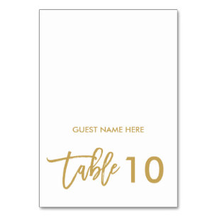Chic Hand Lettered Wedding Escort Place Card Gold