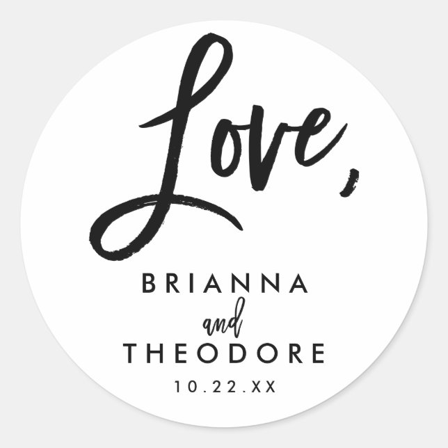 Chic Hand Lettered Wedding Love Favour Label (Front)