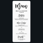 Chic Hand Lettered Wedding Menu<br><div class="desc">Simple and chic menu in white and black. Visit our online shop to see more pieces from this collection!</div>