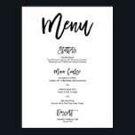 Chic Hand Lettered Wedding Menu Poster<br><div class="desc">Modern and chic wedding menu poster</div>