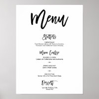 Chic Hand Lettered Wedding Menu Poster
