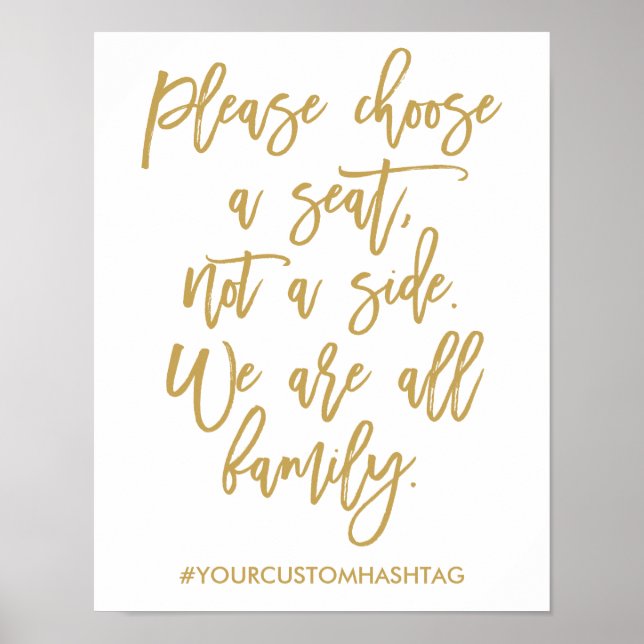 Chic Hand Lettered Wedding Please Choose A Seat Poster (Front)