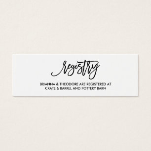 Chic Hand Lettered Wedding Registry Card