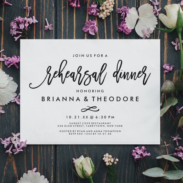 Chic Hand Lettered Wedding Rehearsal Dinner Invitation (Creator Uploaded)