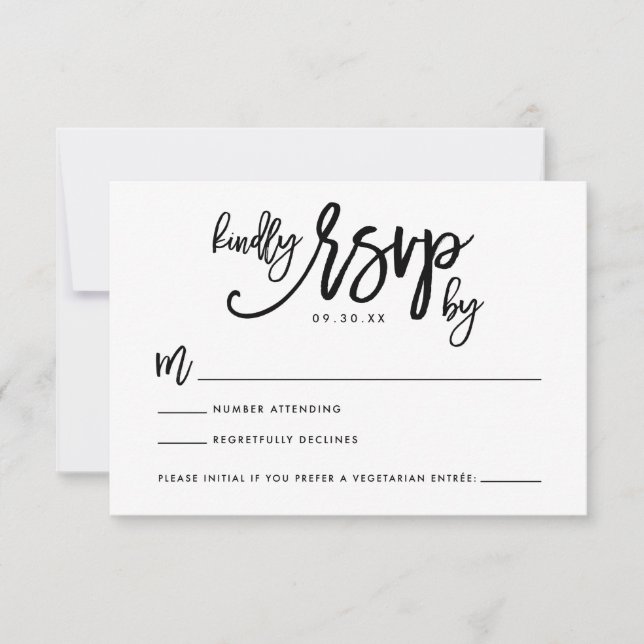 Chic Hand Lettered Wedding RSVP Card (Front)