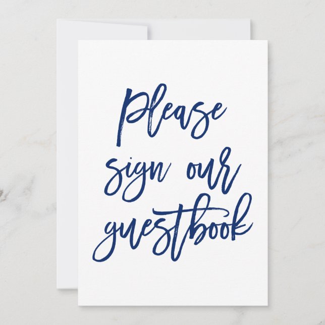 Chic Hand Lettered Wedding Sign Our Guest Book Invitation (Front)
