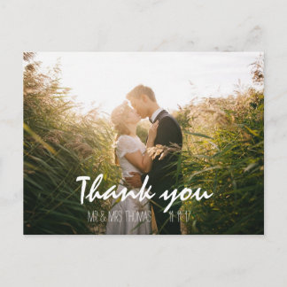 Chic Hand Lettered Wedding Thank You Postcard