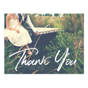 Chic Hand Lettered Wedding Thank You Postcard