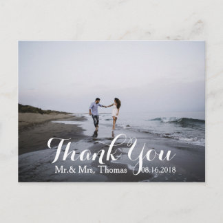Chic Hand Lettered Wedding Thank You Postcard