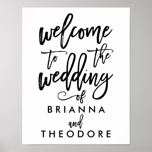 Chic Hand Lettered Wedding Welcome Sign (Front)