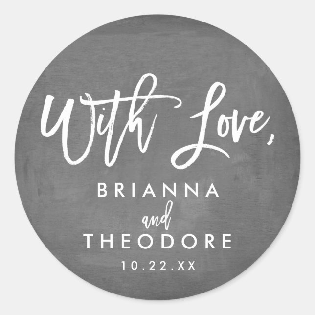 Chic Hand Lettered Wedding With Love Favour Label (Front)