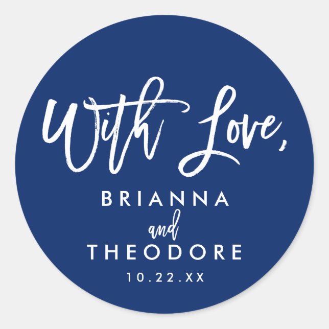 Chic Hand Lettered Wedding With Love Favour Label (Front)