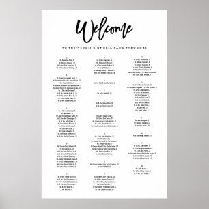 Chic Hand Lettered Welcome Alphabetical Seating Poster