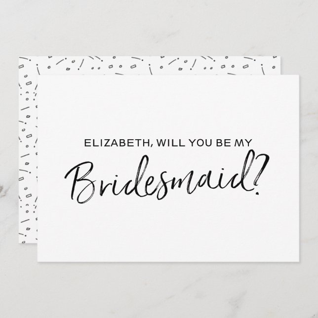 Chic Hand lettered "Will you be my bridesmaid" Invitation (Front/Back)