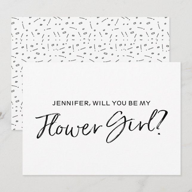 Chic Hand lettered "Will you be my flower girl" Invitation (Front/Back)