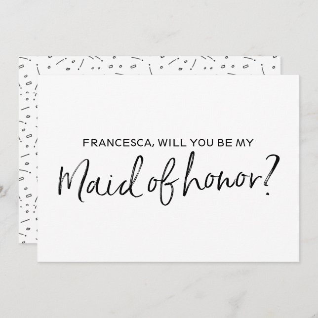 Chic Hand lettered "Will you be my maid of honour" Invitation (Front/Back)