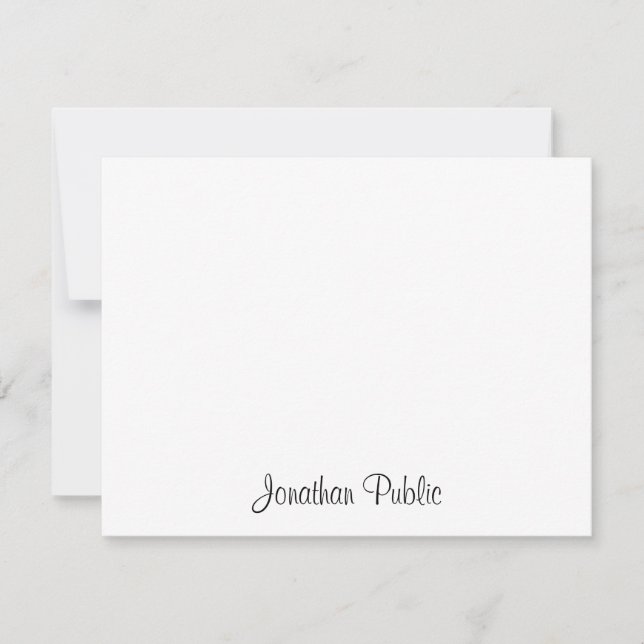 Chic Hand Script Name Text Simple Design Flat Card (Front)