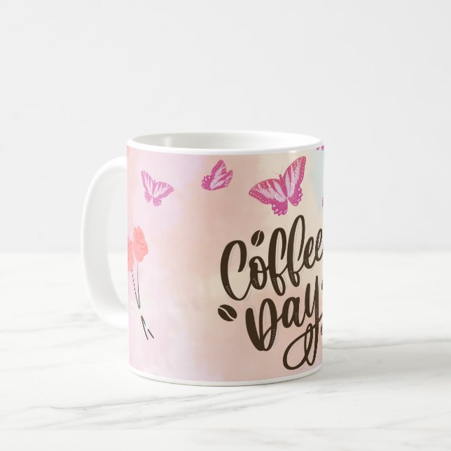Chic Handlettered Coffee Design Modern Boho "Café" Mug (Front Left)