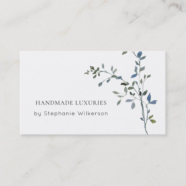 Chic Handmade Elegant Greenery Business Card (Front)