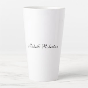 Chic Handwriting Black White Plain Minimalist Latte Mug