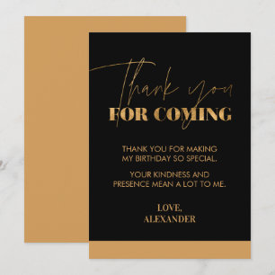 Chic Handwritten Black and Gold  Thank You Card