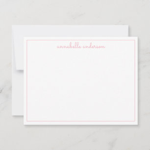 Chic Handwritten Blush Pink Girly Script Border Card