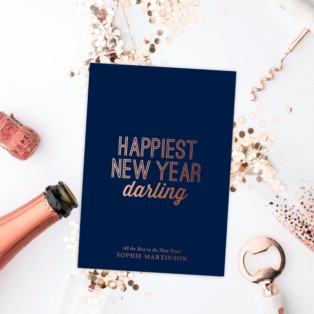 Chic Happiest New Year Foil Holiday Card (Creator Uploaded)