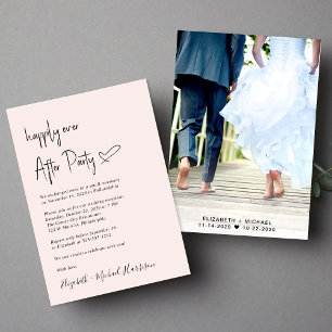 Chic Happily Ever After Photo Wedding Reception Invitation