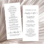 Chic Happily Ever After Wedding Ceremony Program<br><div class="desc">Chic wedding ceremony program flat card that features "happily ever after" and "love   thanks" in an elegant swash script and simple modern typography. The front lists your ceremony events and the back lists your officiant,  parents and wedding party along with a thank you message.</div>