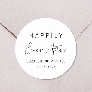 Chic Happily Ever After Wedding Classic Round Sticker