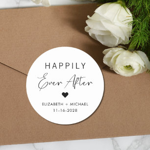 Chic Happily Ever After Wedding Classic Round Sticker