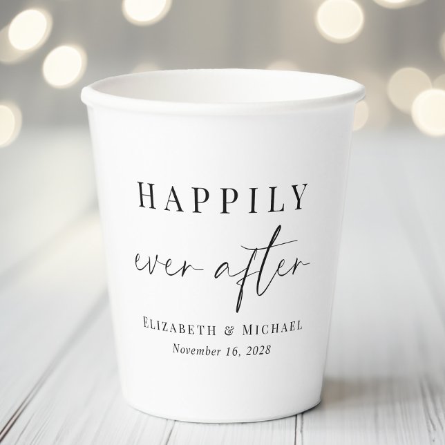 Chic Happily Ever After Wedding Paper Cups (Creator Uploaded)