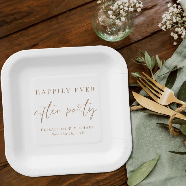 Chic Happily Ever After Wedding Reception Paper Plate (Creator Uploaded)