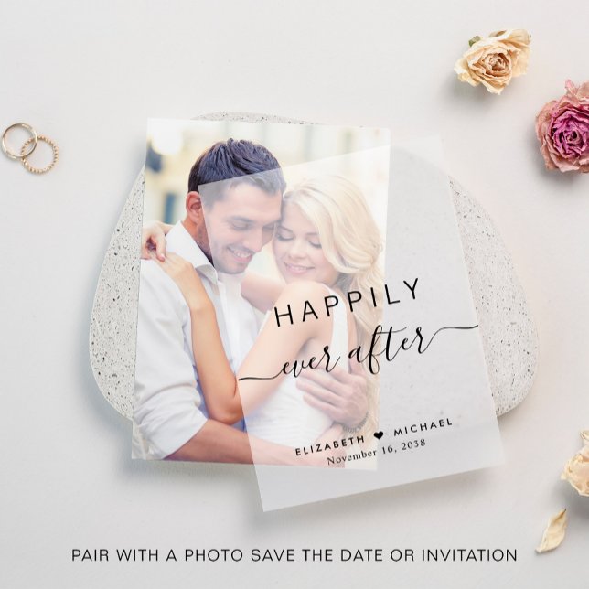 Chic Happily Ever After Wedding Vellum Invitations (Elevate your save the dates and wedding invitations with the timeless beauty of vellum overlays)
