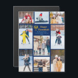 Chic Happy Hanukkah Family Photo Collage Magnet<br><div class="desc">Chic customisable Jewish family photo collage Hanukkah magnet card with a collection of winter photos. Add 9 of your favourite Chanukah memories on this modern 9 photograph layout around a menorah and gold script. Happy Hanukkah magnetic cards.</div>