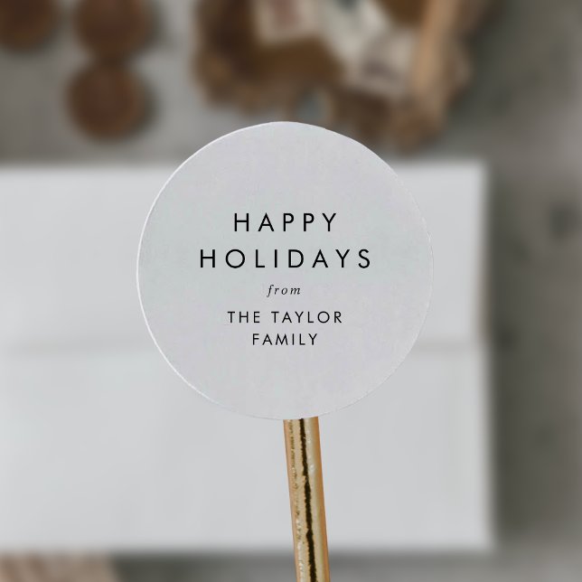 Chic Happy Holidays Christmas Gift Classic Round Sticker (Creator Uploaded)