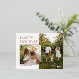Chic Happy Holidays Custom Photo Foil Postcard