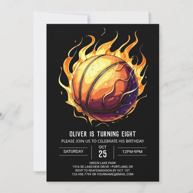 Chic Happy Sport Basketball Birthday Invitation (Front)