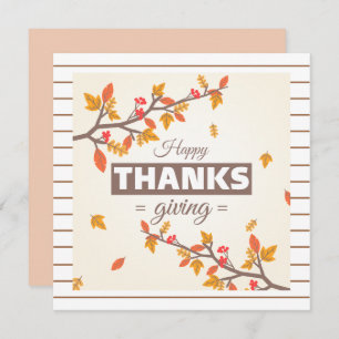 Chic Happy Thanksgiving with Tree and leaves Fall  Invitation