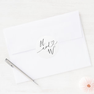 Chic Heart Initials Wedding Label Invitation Seals