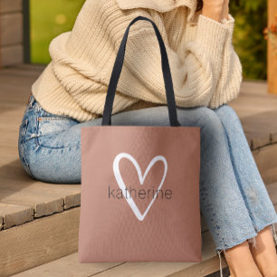 Chic Heart Personalised Terracotta Tote Bag