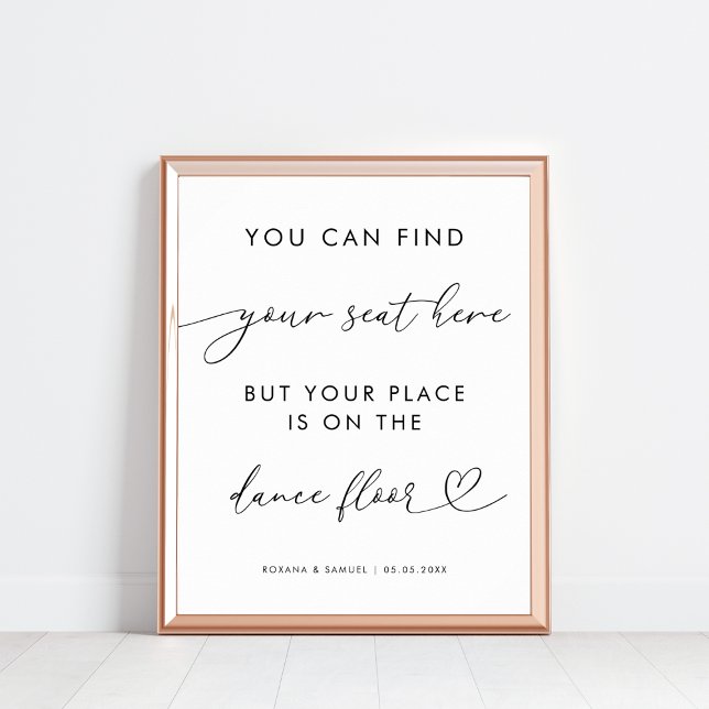 Chic Heart Script Funny Dance Floor Wedding Sign (Creator Uploaded)